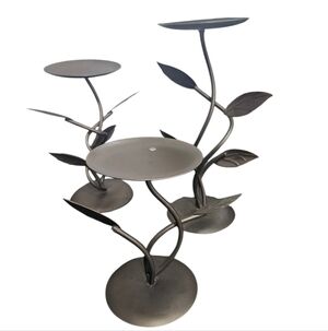 Climbing Vine Pillar Candle Holders, Steel, Black, Set of Three